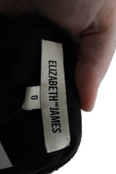 Elizabeth and James Womens Textured Round Neck Zip Up Jacket Black Size 0