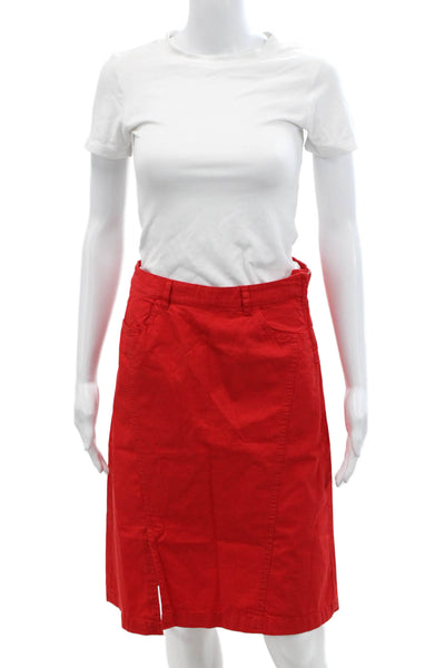 Zara Womens Cotton Pocketed Side Zippered Knee Length Skirt Red Size XS