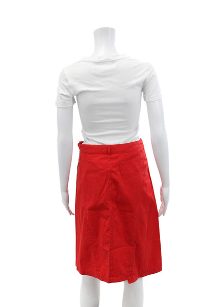 Zara Womens Cotton Pocketed Side Zippered Knee Length Skirt Red Size XS