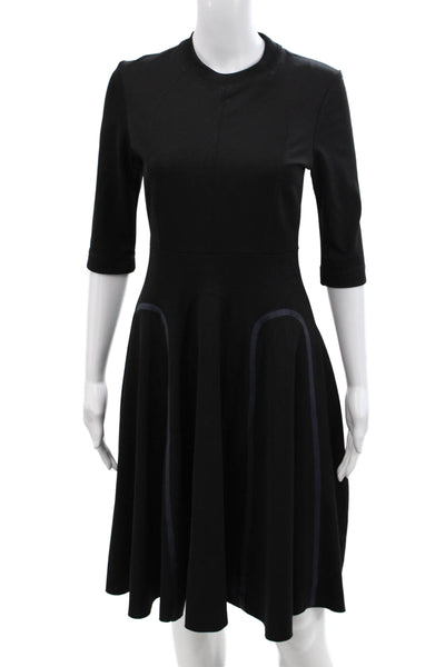 Wood Wood Womens Crew Neck Long Sleeve Paneled Detail Dress Black Size XS