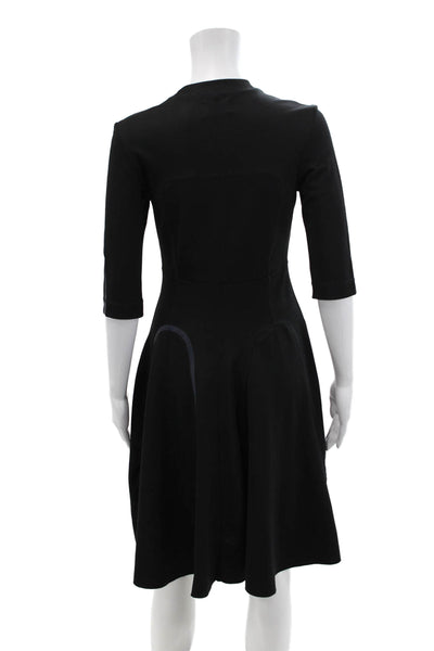 Wood Wood Womens Crew Neck Long Sleeve Paneled Detail Dress Black Size XS
