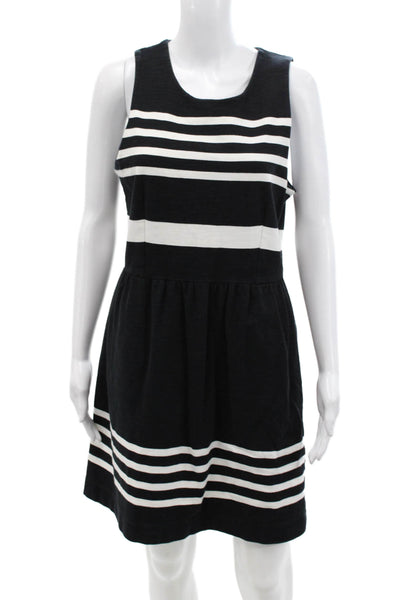 Madewell Womens Striped Sleeveless A Line Dress Black White Cotton Size Large