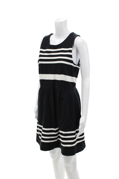 Madewell Womens Striped Sleeveless A Line Dress Black White Cotton Size Large