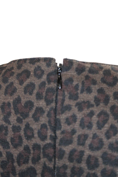 Calvin Klein Womens Animal Print V Neck Pencil Dress Brown Black Size 2