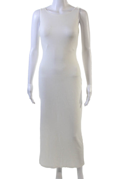 L Space Womens Stretch Ribbed Open Back Sleeveless Maxi Dress White Size S