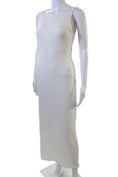 L Space Womens Stretch Ribbed Open Back Sleeveless Maxi Dress White Size S