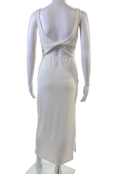 L Space Womens Stretch Ribbed Open Back Sleeveless Maxi Dress White Size S