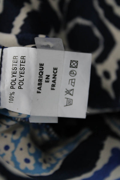 AK Anna Kay Womens Satin Abstract Floral Waist Tied Shift Dress Blue Size L