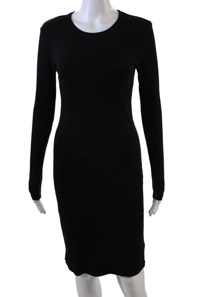 Standard James Perse Womens Cotton Crew Neck Long Sleeve Dress Black Size 2