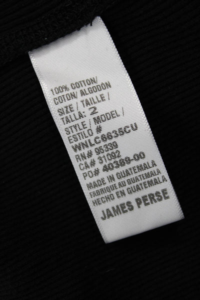 Standard James Perse Womens Cotton Crew Neck Long Sleeve Dress Black Size 2