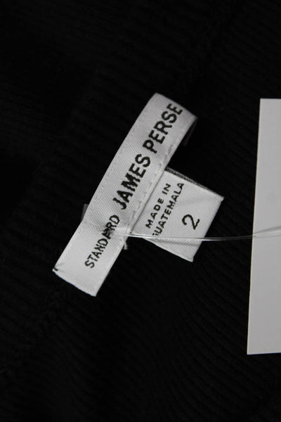Standard James Perse Womens Cotton Crew Neck Long Sleeve Dress Black Size 2