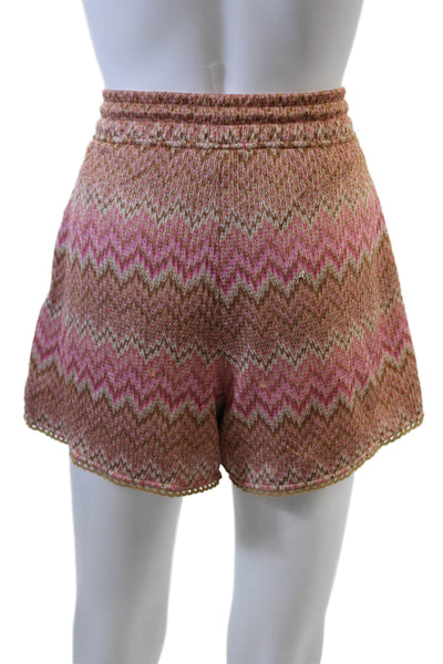 House of Harlow 1960 Womens Knit Striped Tasseled Detail Shorts Pink Size M