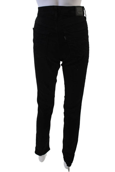 Levis Womens Cotton Five Pocketed Mid Rise Skinny Jeans Solid Black Size 29