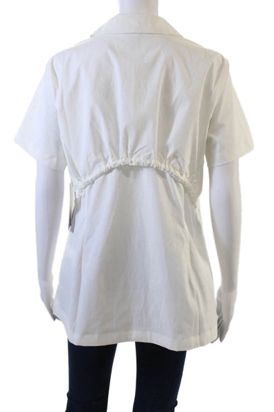 Athleta Womens Drawstring Detail Zippered Pocketed Top Solid White Size M