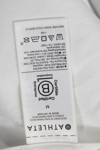 Athleta Womens Drawstring Detail Zippered Pocketed Top Solid White Size M