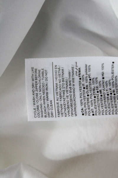 Athleta Womens Drawstring Detail Zippered Pocketed Top Solid White Size M