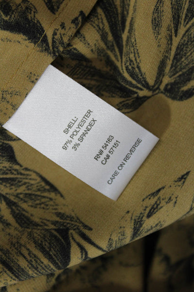 Calvin Klein Womens Floral Ruffled Trim Detail Buttoned Blouse Brown Size M
