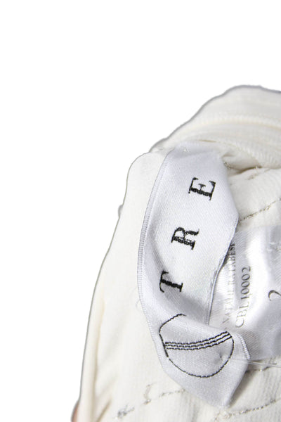 Tre Womens Back Zip Short Sleeve Crew Neck Silk Embellished Top White Size 2