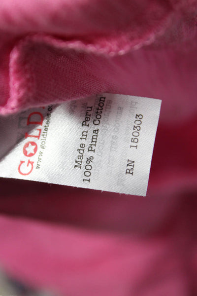 Goldie Womens Textured Short Sleeve Round Neck Causal Top Pink Size S