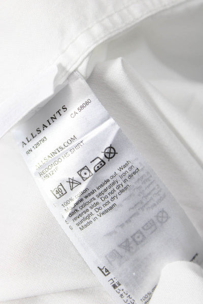 Allsaints Womens Textured Cotton Long Sleeve Button Up Blouse White Size M