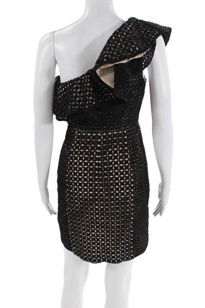 J Crew Womens Cotton Battenburg Lace Sleeveless One Shoulder Dress Black Size 0