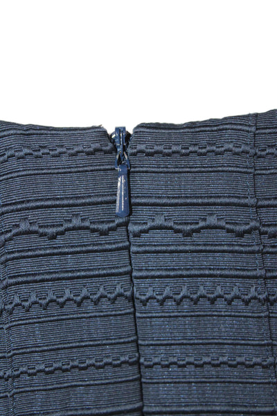 Zac Posen Womens Embroidered Abstract Short Sleeve Mid-Calf Dress Navy Size 4
