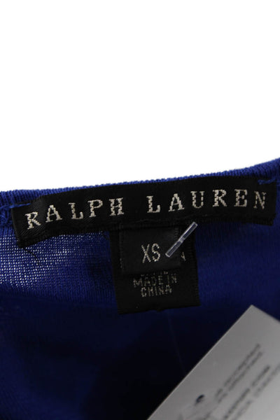 Ralph Lauren Black Label Womens Cotton Boat Neck 3/4 Sleeve Top Blue Size XS