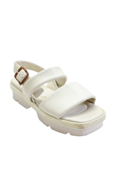 Vince Womens Ankle Strap Platform Sandals White Leather Size 9M