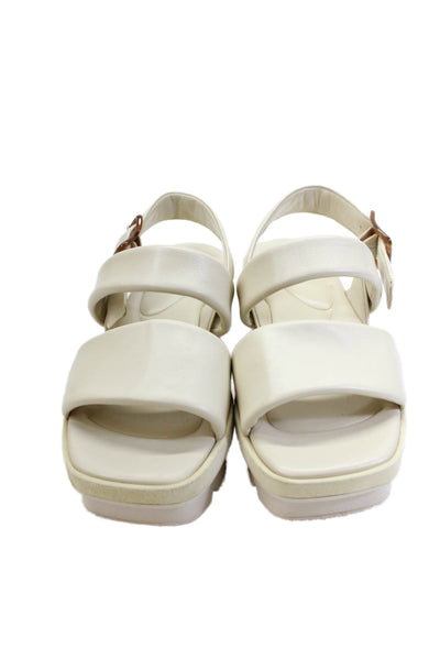 Vince Womens Ankle Strap Platform Sandals White Leather Size 9M
