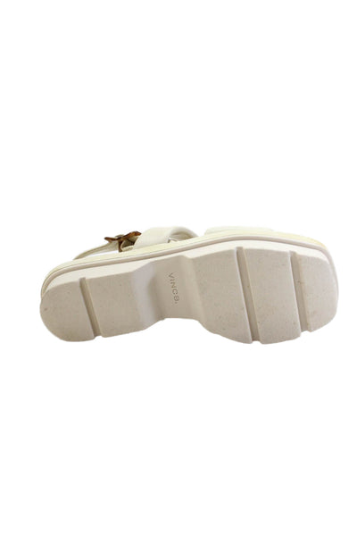 Vince Womens Ankle Strap Platform Sandals White Leather Size 9M