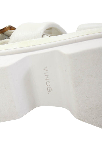 Vince Womens Ankle Strap Platform Sandals White Leather Size 9M