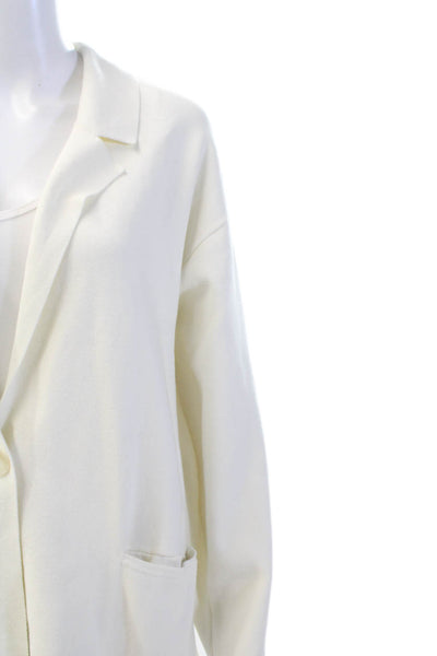 Moth Anthropologie Womens Single Button Notched Lapel Knit Jacket White Medium