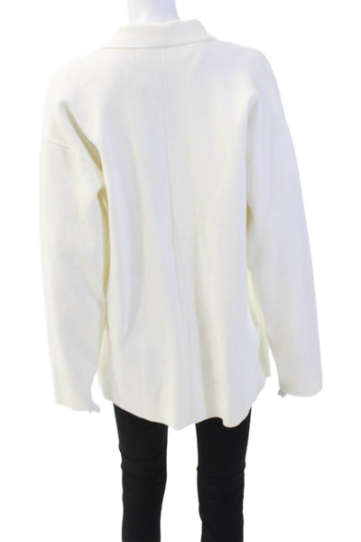 Moth Anthropologie Womens Single Button Notched Lapel Knit Jacket White Medium