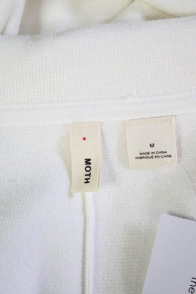 Moth Anthropologie Womens Single Button Notched Lapel Knit Jacket White Medium