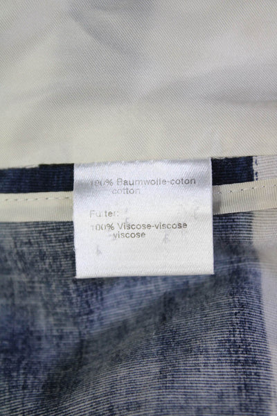 Akris Punto Womens Button Up 3/4 Sleeve Abstract Jacket White Brown Navy Size 10
