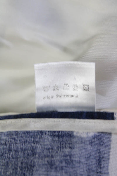 Akris Punto Womens Button Up 3/4 Sleeve Abstract Jacket White Brown Navy Size 10
