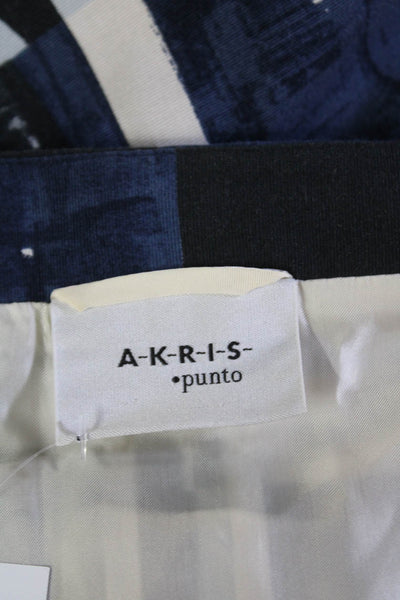 Akris Punto Womens Button Up 3/4 Sleeve Abstract Jacket White Brown Navy Size 10