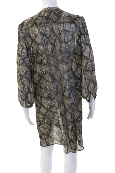 PJK Patterson J Kincaid Womens Scoop Neck Snake Print Dress Brown Size 1