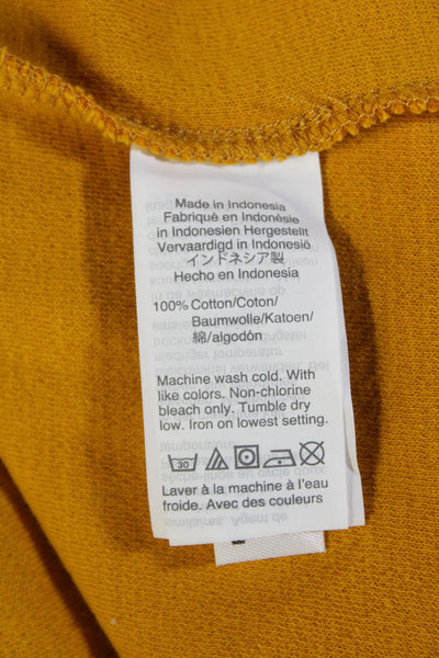 Madewell Womens Button Front Short Sleeve Knit Shift Dress Yellow Cotton Size XL
