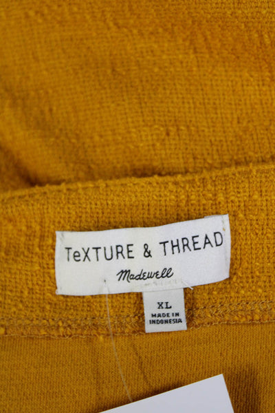 Madewell Womens Button Front Short Sleeve Knit Shift Dress Yellow Cotton Size XL