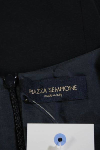 Piazza Sempione Womens Back Zip 3/4 Sleeve V Neck Sheath Dress Navy Size IT 44