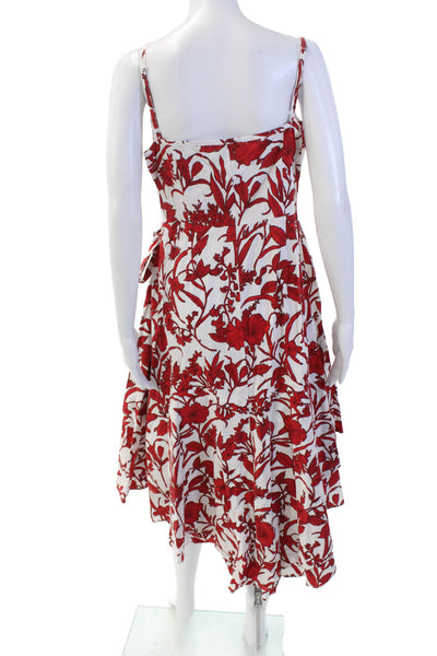 Truth & Fable Womens Spaghetti Strap V Neck Floral Wrap Dress White Red Size XL