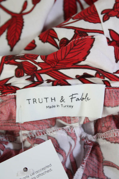 Truth & Fable Womens Spaghetti Strap V Neck Floral Wrap Dress White Red Size XL