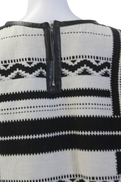 Madewell Womens Back Zip Short Sleeve Printed Shift Dress White Black Size 12