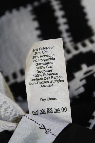 Madewell Womens Back Zip Short Sleeve Printed Shift Dress White Black Size 12
