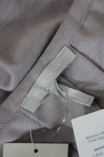Hinson Wu Womens Cotton 3/4 Sleeve Round Neck Wide Hem Blouse Gray Size 8