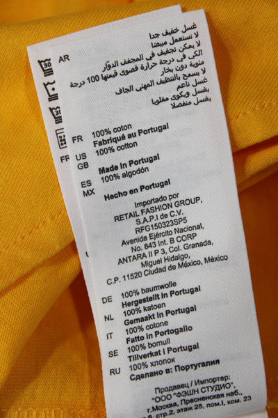 Sandro Womens Cotton Gold Tone Button Wrapped Crop Top Solid Yellow Size M