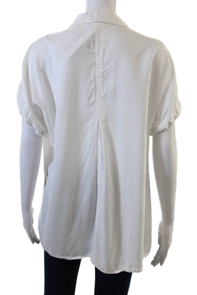 Cloth & Stone Womens Collared Eyelet Detail Button Down Top Solid White Size M