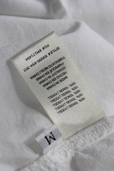 Cloth & Stone Womens Collared Eyelet Detail Button Down Top Solid White Size M