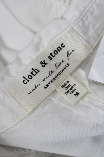 Cloth & Stone Womens Collared Eyelet Detail Button Down Top Solid White Size M